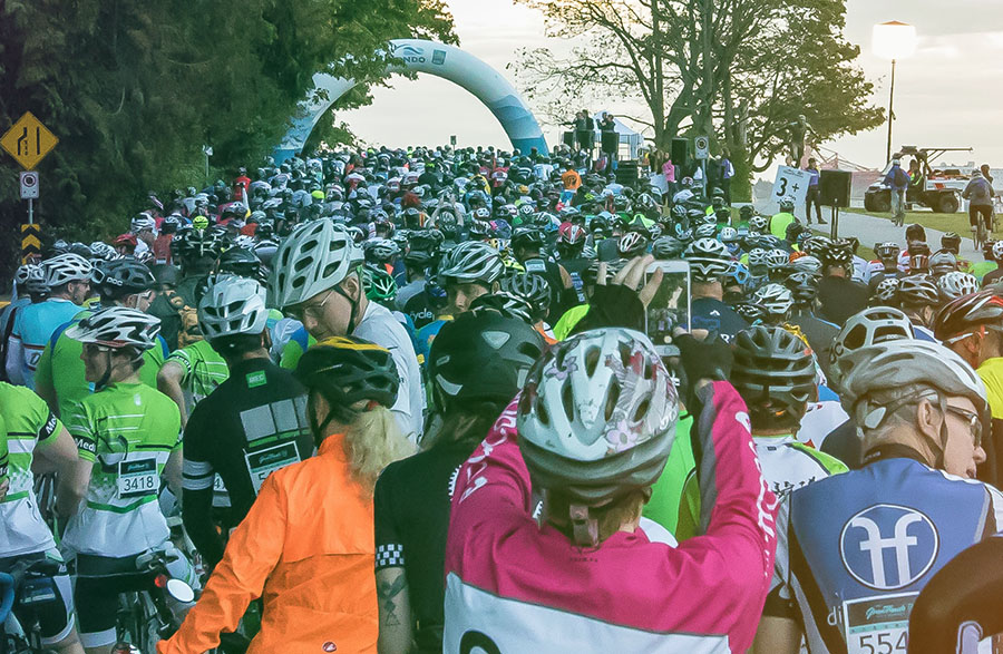 The famous Stanley Park startline in Vancouver