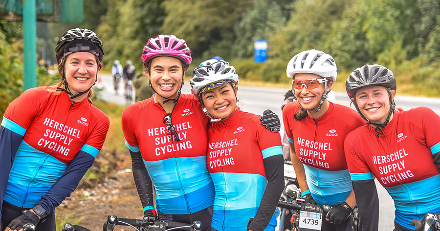 Herschel employees having fun during RBC GranFondo Whistler