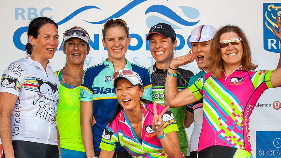 Ladies celebrate their ride in Whistler